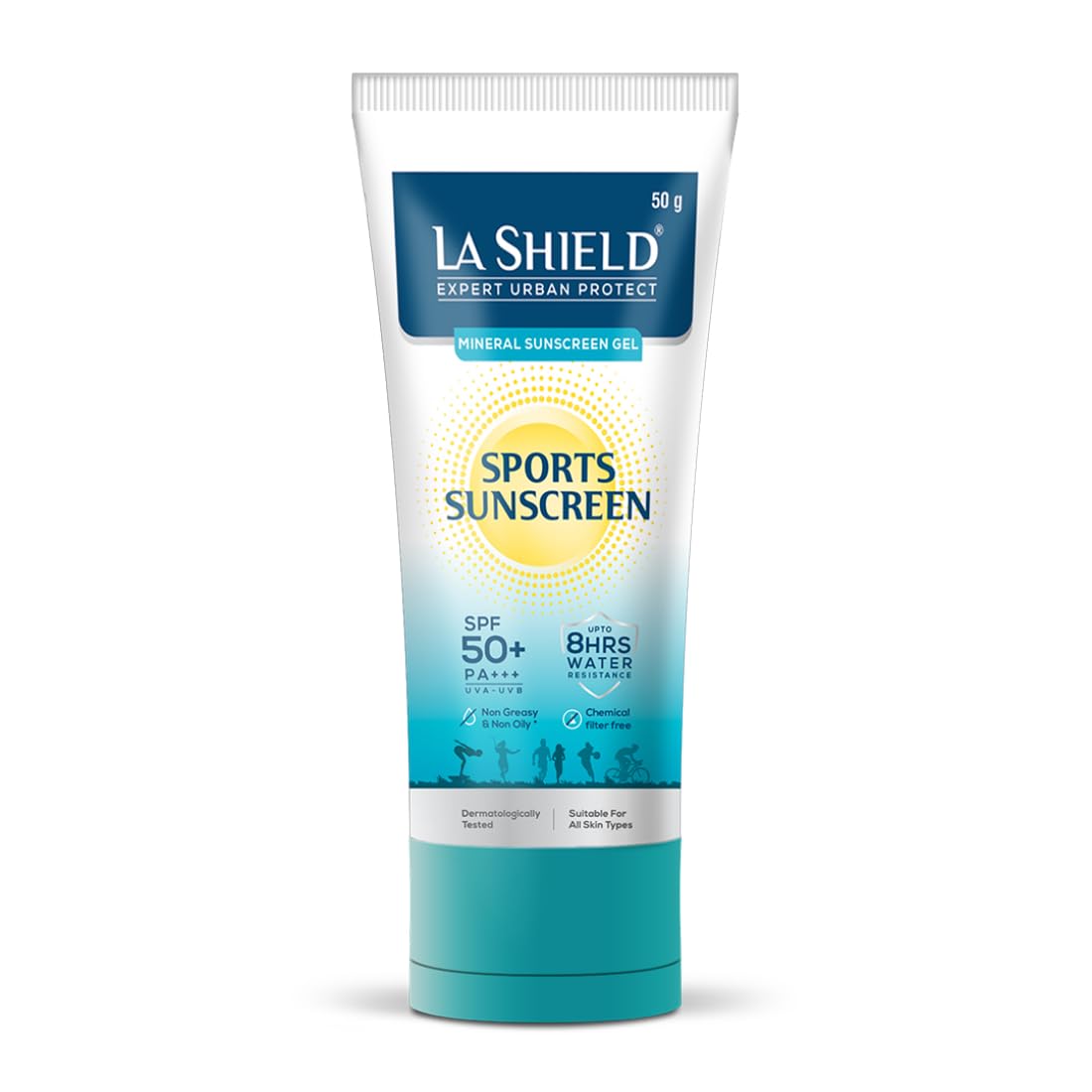 

La Shield Mineral Sports Солнцезащитный гель SPF 50+ 100% Минеральный Широкий спектр PA+++ 8 часов водостойкий Без белых следов Без отдушек 50г