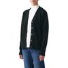 MUJI Wool Size M Women's Mid-Gauge V-Neck Cardigan, BAI13A2A, Black,