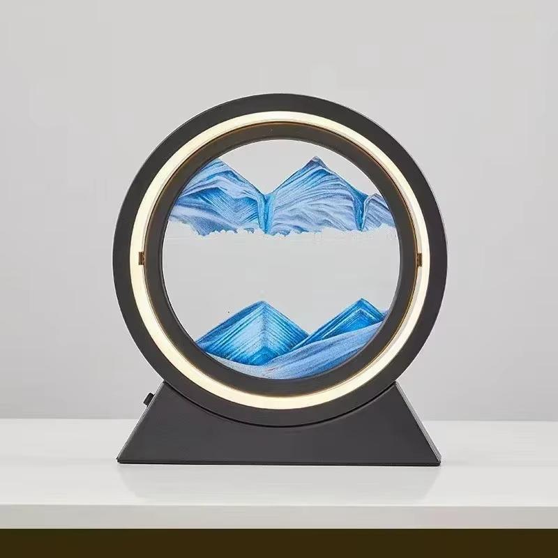 Sandscape Kinetic Sand Art Picture Quicksand Table Lamp Dynamic Liquid Hourglass Moving Sand Painting Flowing Sand Home Decor