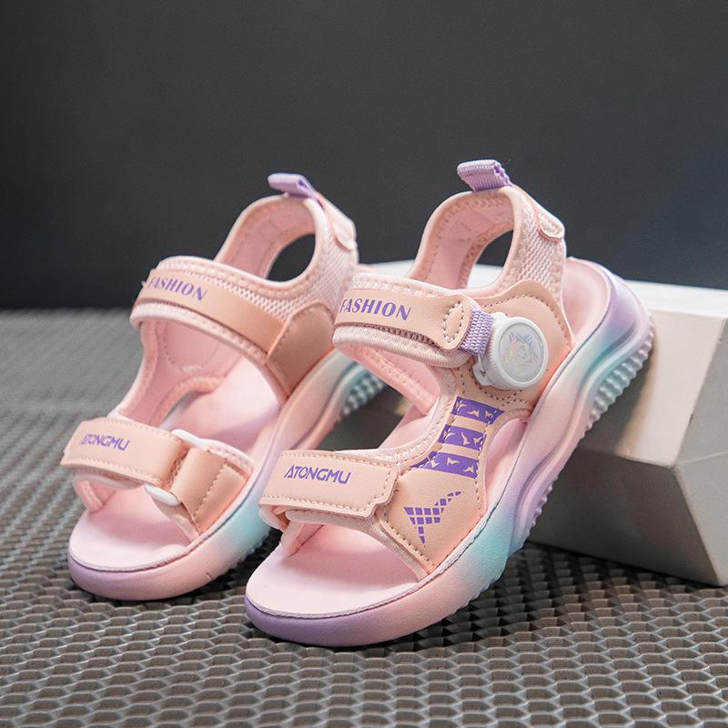 Kinder Drehkopf hübsche Sandalen Sommer 2025 neue Jungen Zehenfrei Mittelalte Ältere Kinder Strandschuhe Mädchen