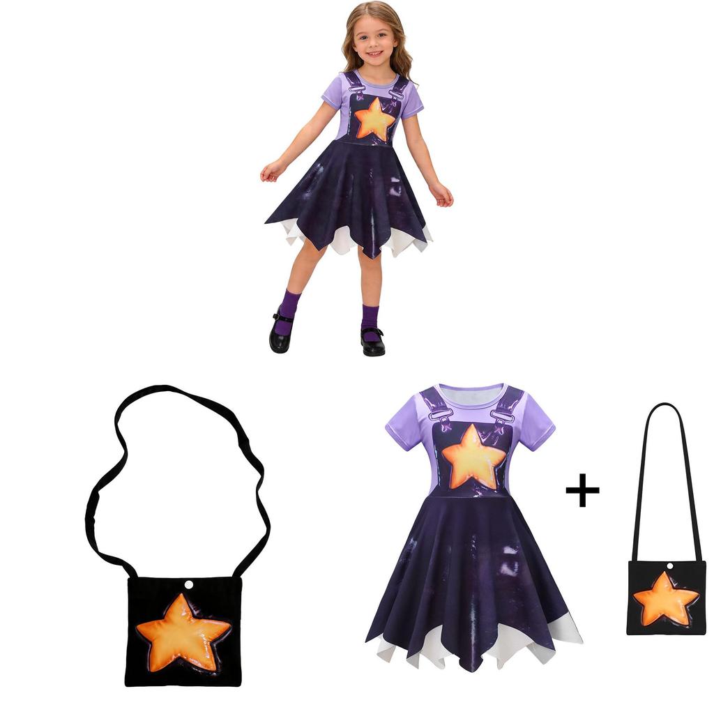 Poppy Playtime Lily Lovebraids Vestito Cosplay a Maniche Corte per Bambine Performance sul Palco