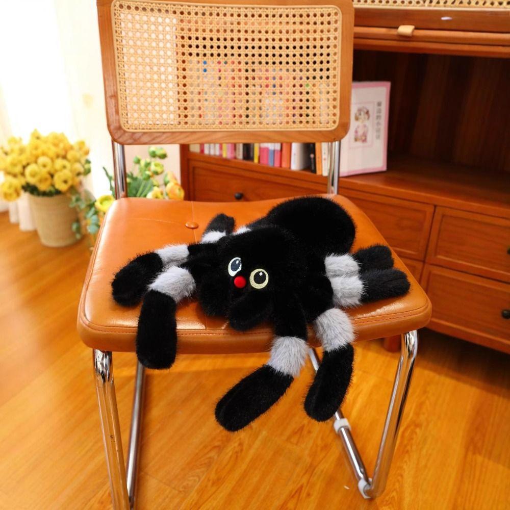 Simulation Spider Stuffed Animal Toy Holloween Decor Black Crawling Pet Doll  Birthday Parties