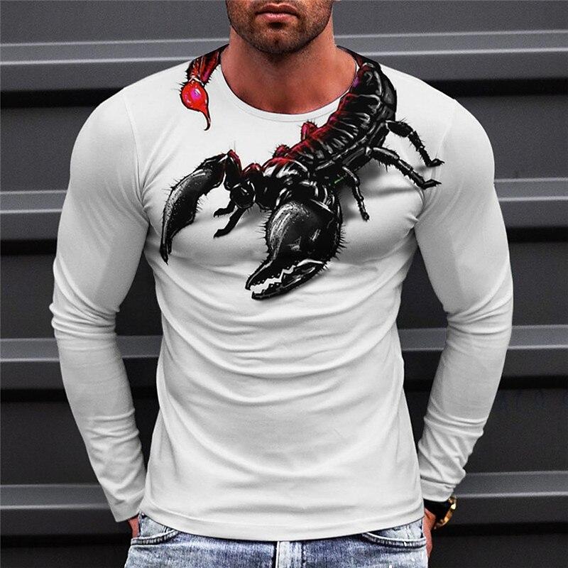 Animal Scorpion 3D Digital Printed Men's Casual and Comfortable Round Neck Long Sleeved T-shirt