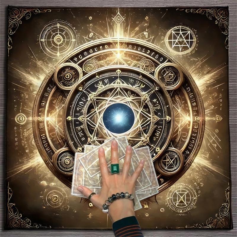 Fleece Tarots Cloth 50x50cm/60x60cm/75x75cm Soft Divination Mat with Mystical Pattern Suitable for Psychic Reading
