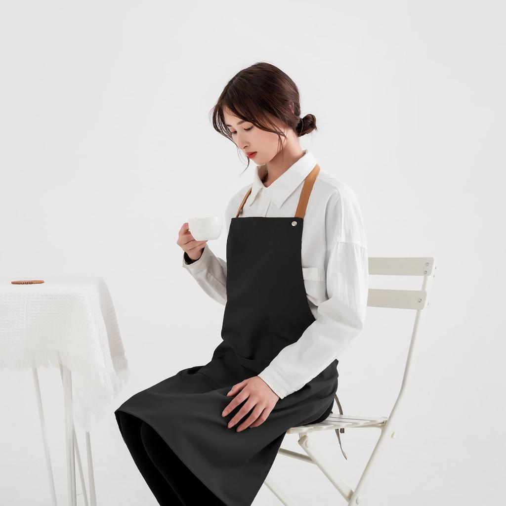 Chioee Neck Apron, Stylish, Simple, Cafe-Style Apron for Men and Women, with Pockets, Multifunctional, Easy To Put On and Take Off, Stain-Resistant,