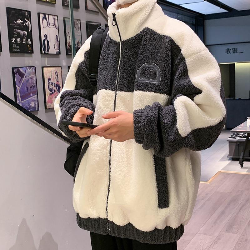 Płaszcz bawełniany ze skóry owczej dla mężczyzn, modna zimowa kurtka codzienna