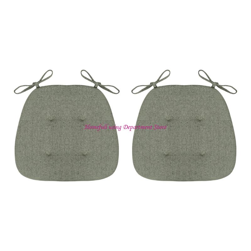 

2 Piece Chair Cushions Set Cotton Linen Fabric Thick Pads Multipurpose For Dining Office Ergonomic Support Design зелений