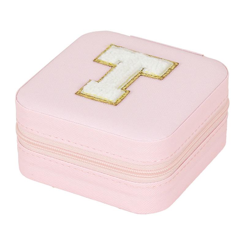 

1PC Jewelry Storage Portable Pink Small Personalized for Women Girls Initial Letter Jewelry Case Jewelry Box 10X10X5cm
