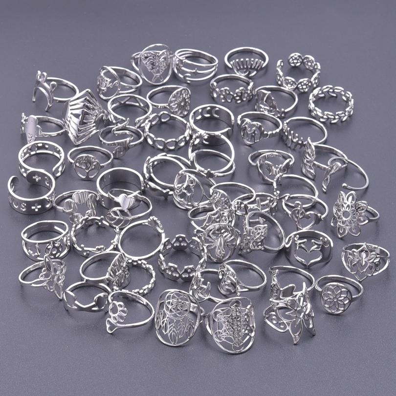 Random Finger Jewelry Open Adjustable Stainless Steel Rings For Women Men Accessories Silver Color Heart Shell Trendy Ring Party