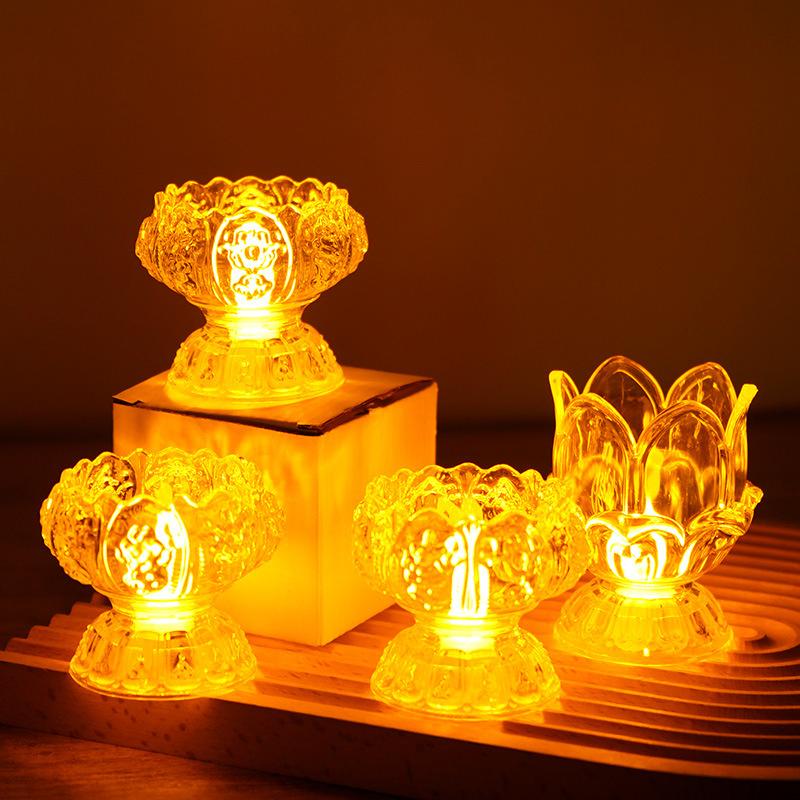 1Pc Electric Lotus Light Battery Operated Led Holy Light Prayer Flicker Led Candle Tea Lamp Home Decoration