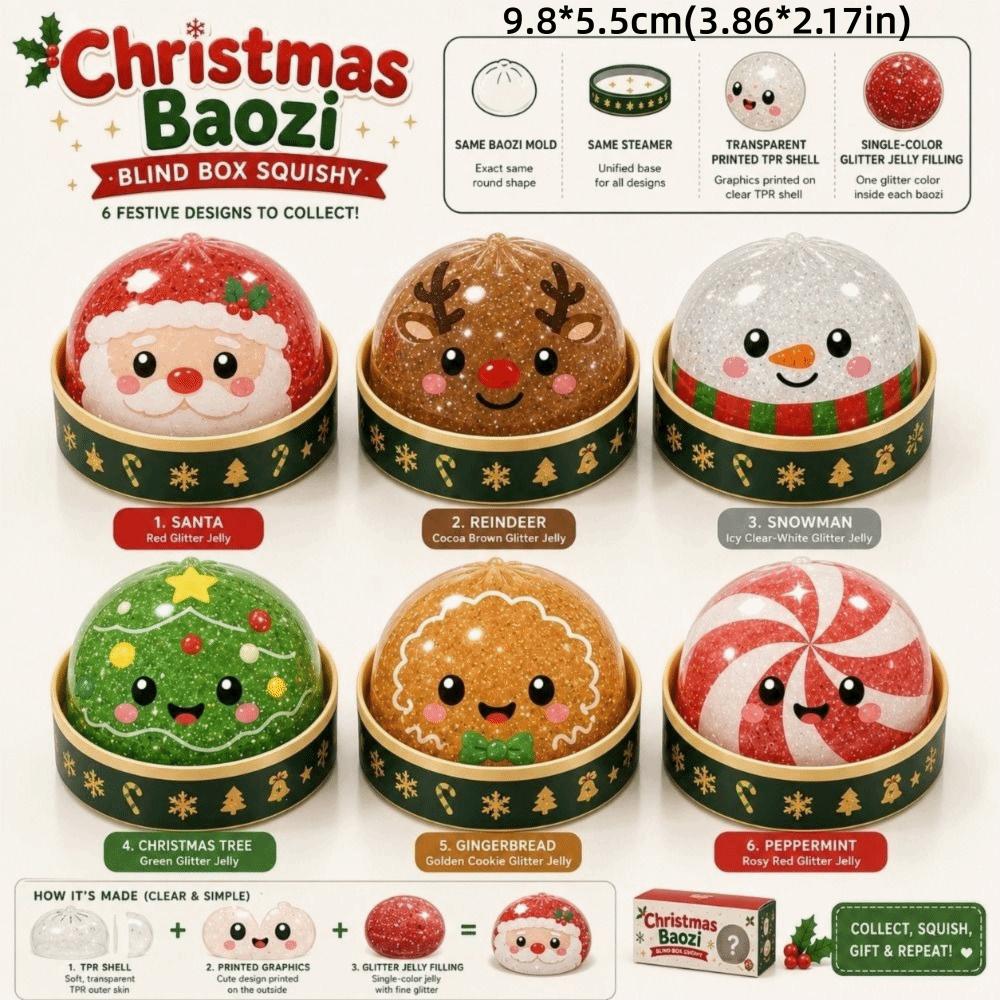 Santa Reindeer Snowman Dumpling Squishies Stress Relief Fidget Toy Christmas Holiday Party