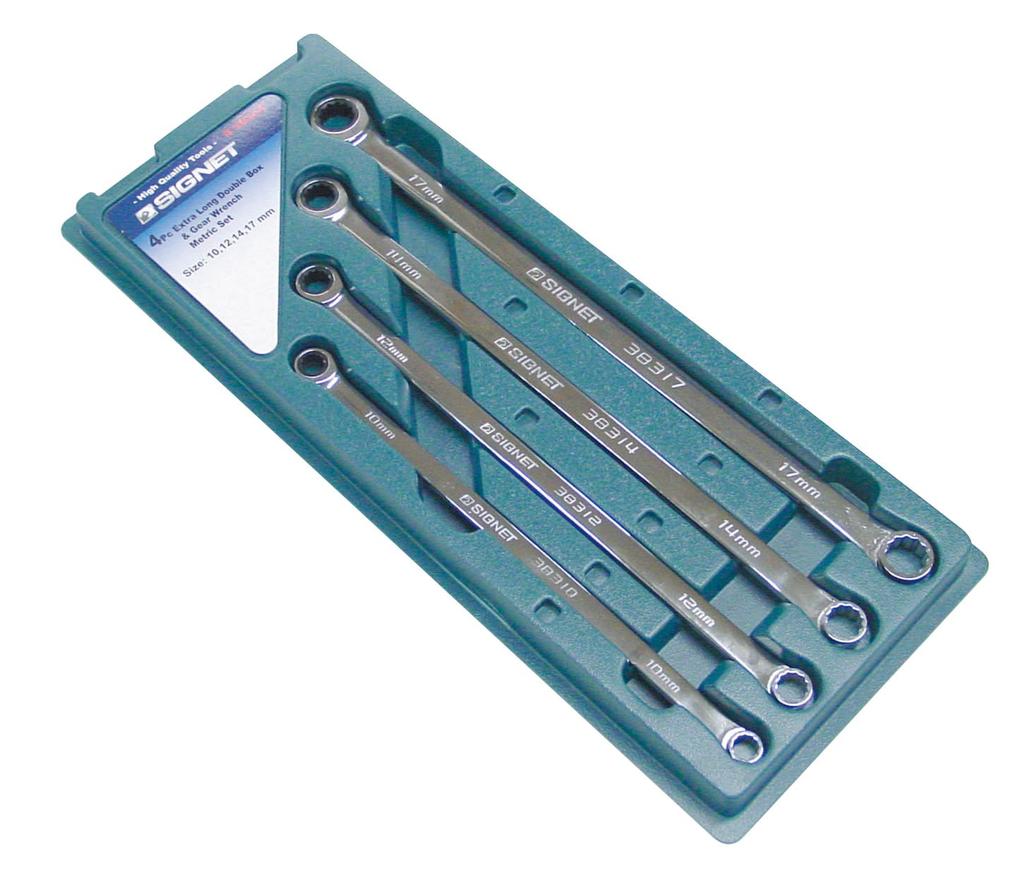 SIGNET Extra Long Straight Gear Wrench Set 38344 4-Piece Open-End
