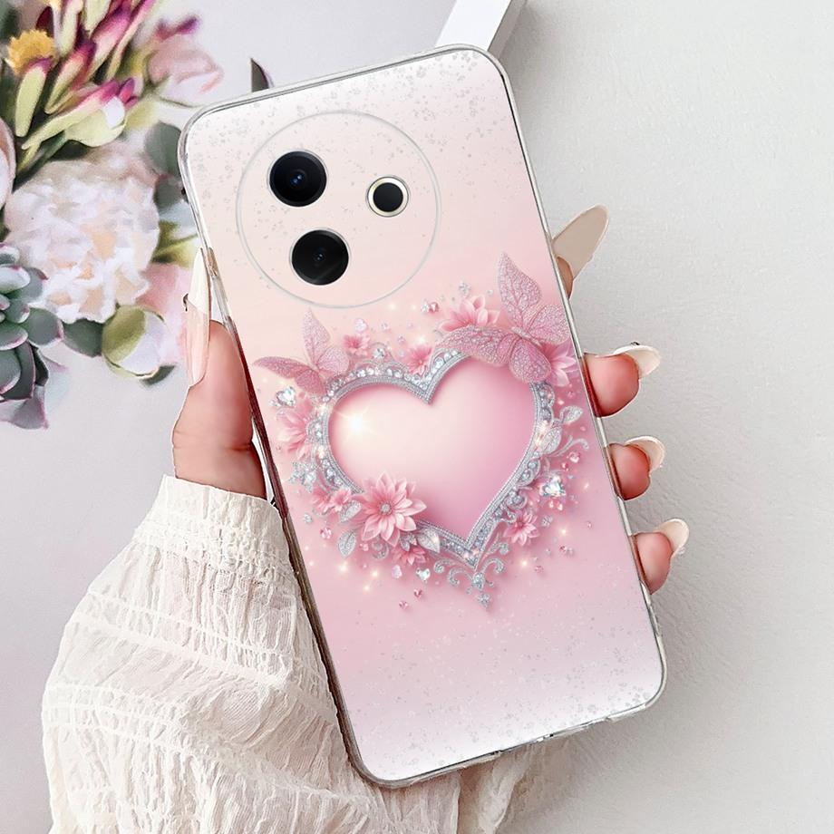 For Vivo Y39 5G Y300i 5G / Vivo V2436 V2444A Back Cover Girly Fashion Flower Butterfly Painting Case Soft Clear Silicone Funda