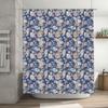 Delightful Pink Floral Shower Curtain Elegant Bath Decor for Home Decoration (Blue)