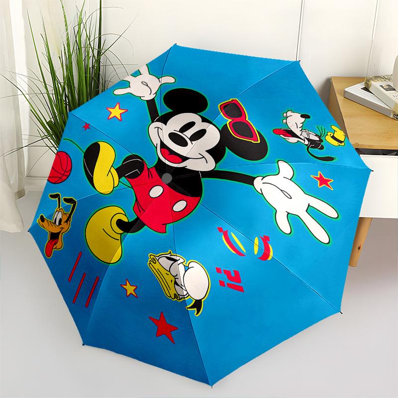

Mickey Mouse,Pluto Automatic Umbrella - Tri-fold Portable Umbrella, Best Holiday Gift for Men and Women, Durable Iron Frame, Playful Design,