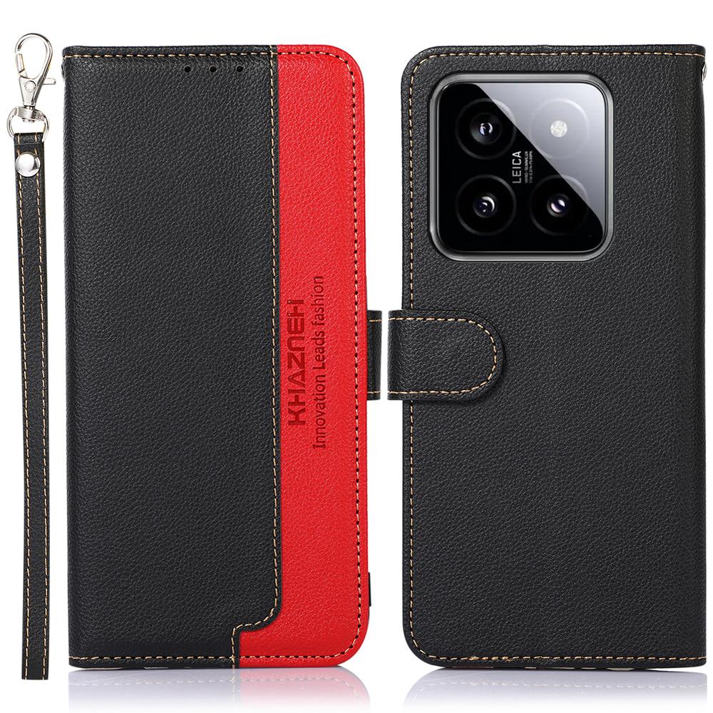 

KHAZNEH For Xiaomi 14 Pro Case RFID Blocking Litchi Texture Wallet Phone Cover Black