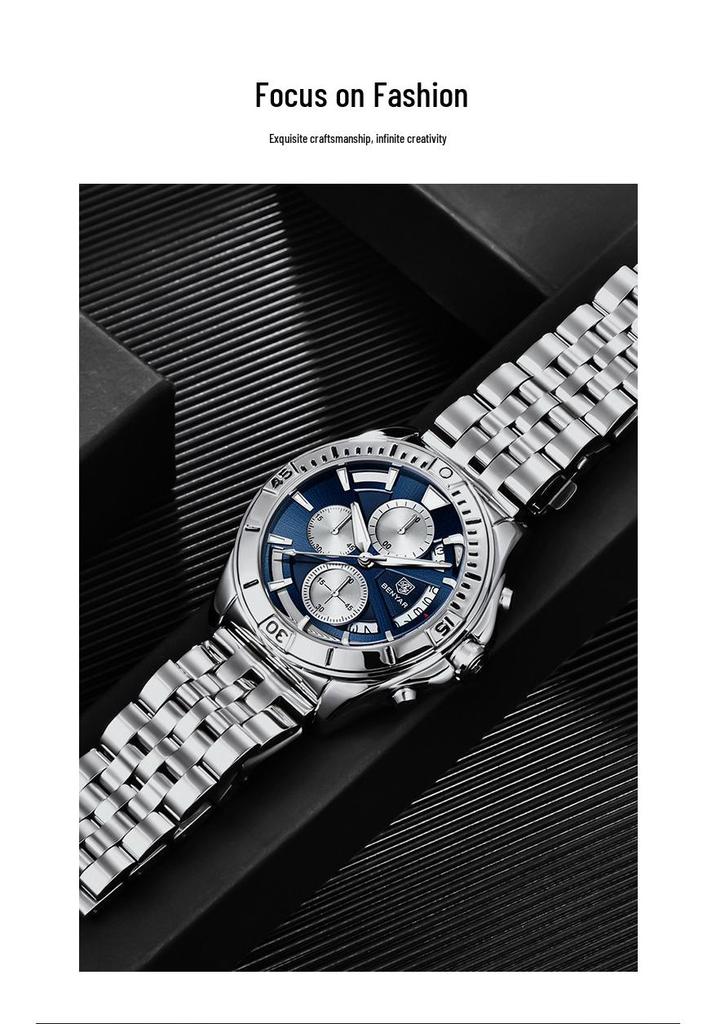 BENYAR Men's Quartz Multifunctional Waterproof Luminous Watch 5180