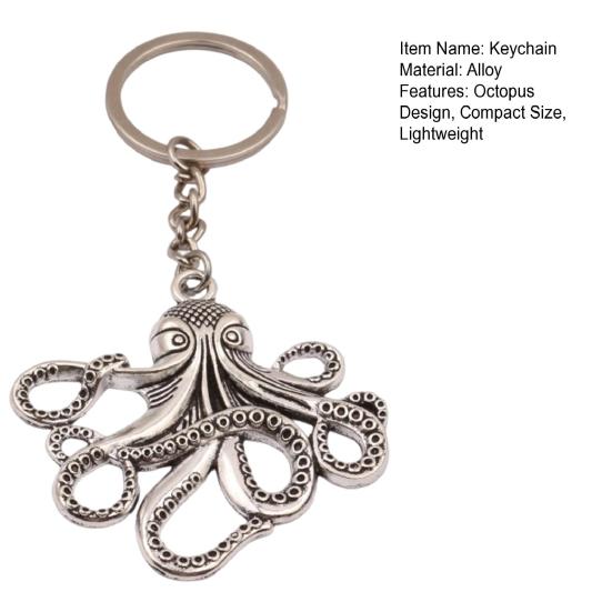 Keychain Pendant Octopus Design Multi-Tentacled Ocean Charm Alloy Key Chain Compact Size Backpack Bag