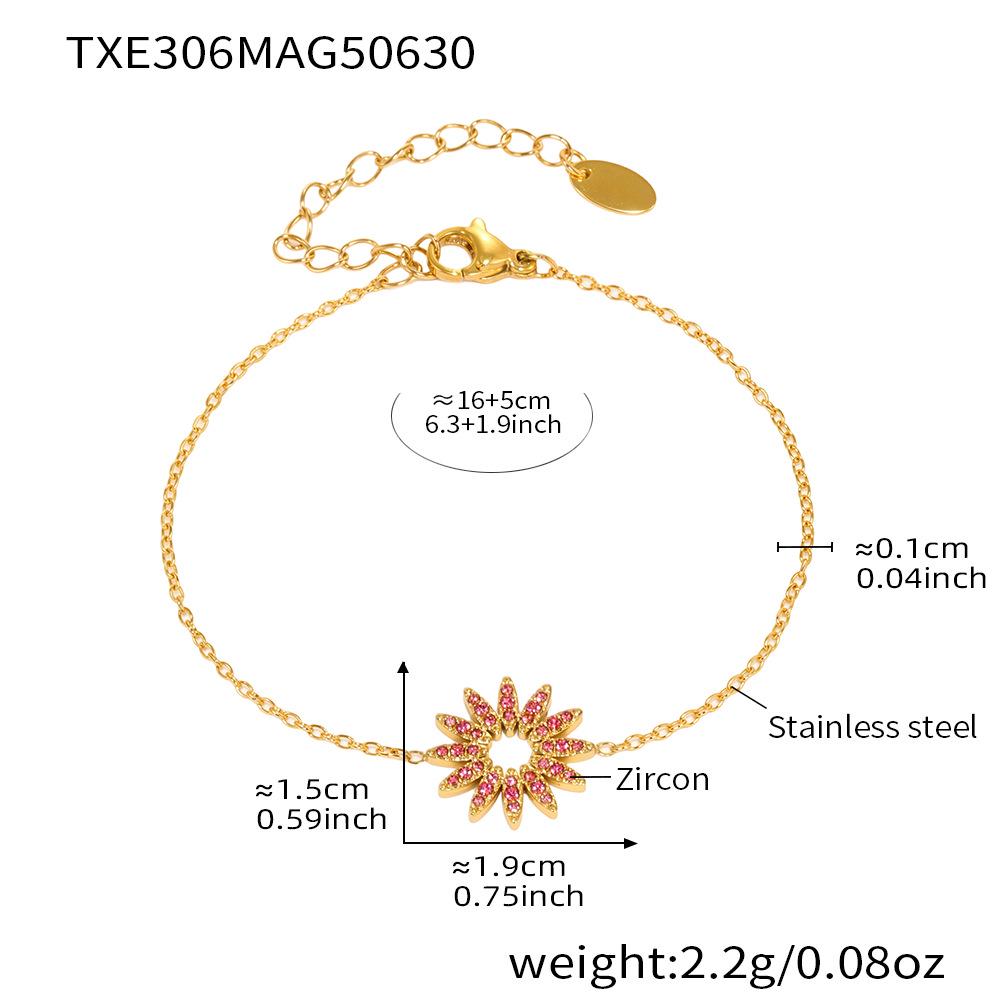 Qiong Yao Sunflower Zircon Sparkle Jewelry Set: Bracelet, Necklace & Ring - High-End Unique Design, Colorfast.