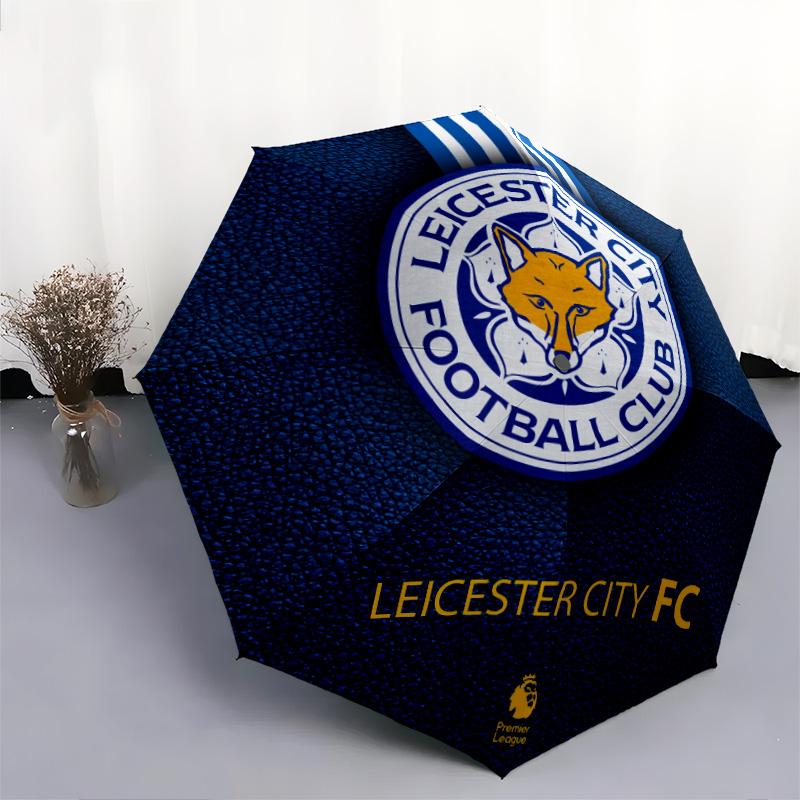 Leicester City Football Club Pattern, Automatic Folding Umbrella, Portable and Foldable Design, 8 Ribs, a Christmas or Birthday Gift.