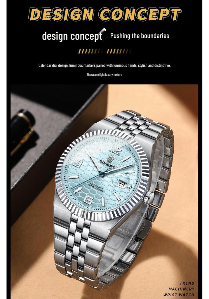 Binbang BINBOND Men's High-End Genuine 2025 Large Dial Watch