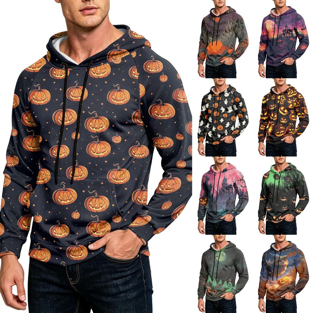 Men's Loose Fit Hoodie with Pocket Drawstring Printed Design for Casual Everyday Wear