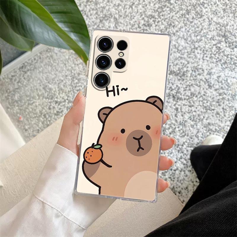 Capybara Cute Clear Case For Samsung Galaxy S26 S25 S24 S23 Ultra S20 S21 FE S22 Plus S26 Ultra S25FE Soft Silicone Phone Cover