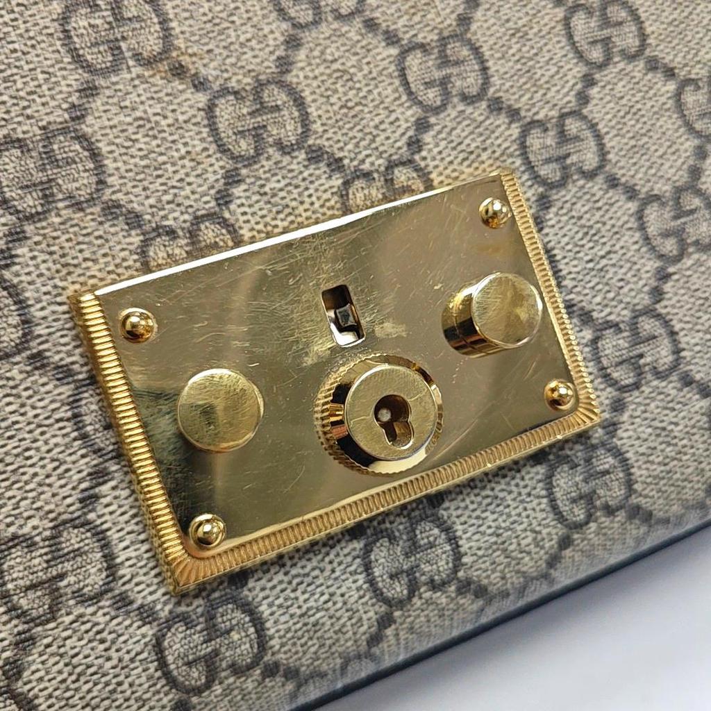 [Pre-Owned] Padlock Moonlight Treasure Box Series Metal Lock Logo Canvas And Leather Crossbody Bag Small - Very Good #A6F0AU