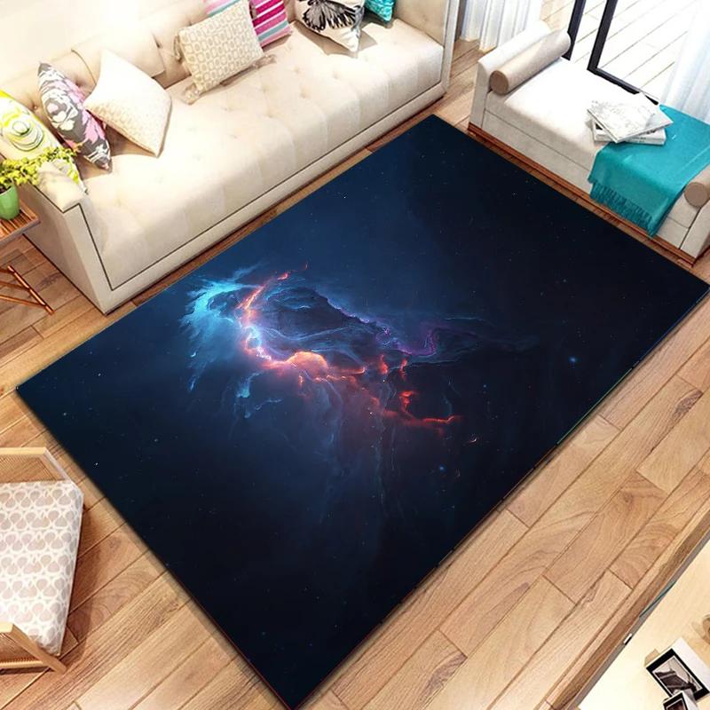 Cosmic Nebula Pattern Carpet Soft Play Mat for Bedroom Livingroom Decor Crawl Mat Christmas Gift Rug Non Slip