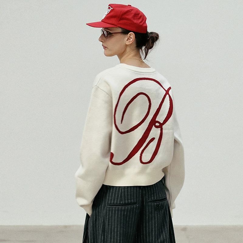 Korean Badblood BCAC Series Retro Sweater for Women - Solid Color, Round Neck, Loose Knit Top