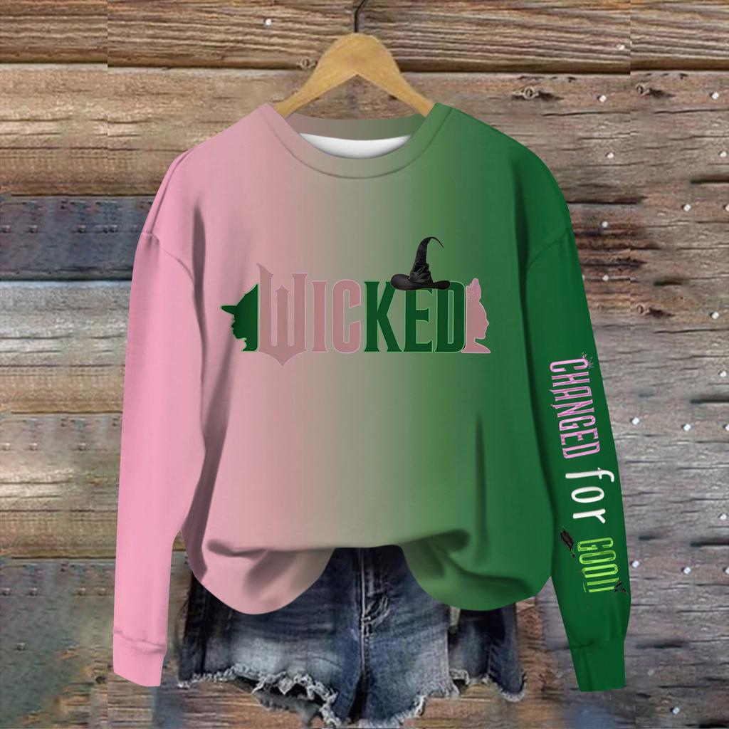 Women's Casual Fashion  Printing Long Sleeve O-Neck Pullover Hoodies