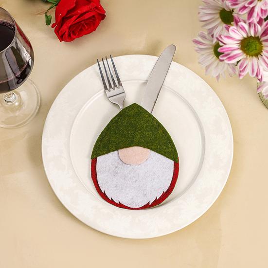 Xmas Tableware Bag Useful Delicate Lightweight Xmas Tableware Bag Cartoon Faceless Doll-Shaped Cutlery Cover Bag Christmas Tableware Holder
