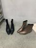 British style woven pointed-toed thin-heeled fashion boots bare boots 2025 autumn and winter new thin square-toed short boots women