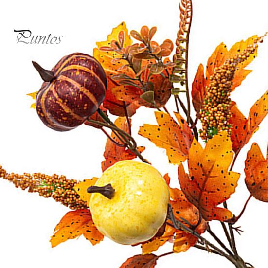 Bouquet Autunnale Artificiale con Zucche in Tessuto Foglie d'Acero Bacche di Grano, Fiori Finti e Decorazioni Autunnali per Centrotavola del Ringraziamento, Stagionale