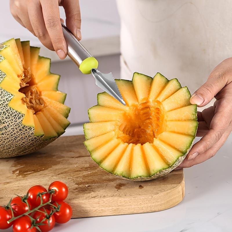 A Stainless Steel Watermelon Spoon, Fruit Carving Set, Multi Purpose Fruit Spoon, Fruit Cutter, Ice Cream Spoon, Multi Function Long Handled Spoon,