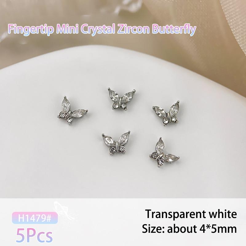 

5Pcs Zircon Bow Nail Diamond Decoration Stereoscopic Nail Accessories Nail Painting Nail Salon Diy Nail Art