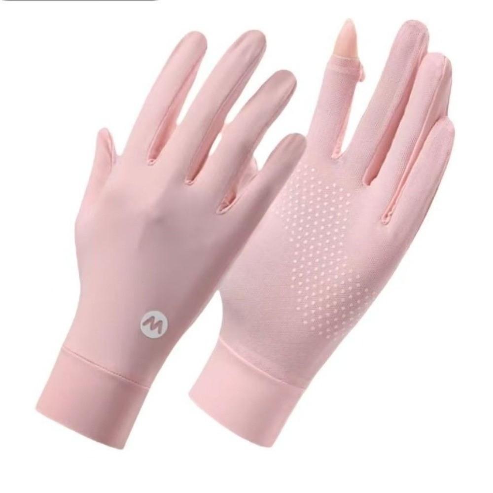 Breathable UV Protection Gloves Quick-Dry Ice Silk Gloves Unisex Sun Protection Gloves  Golf розовый