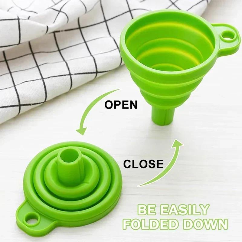 Foldable Silicone Funnel Collapsible Universal Funnels Beer Oil Liquid Hopper Kitchen Cooking Accessories Engine Tools Trechter