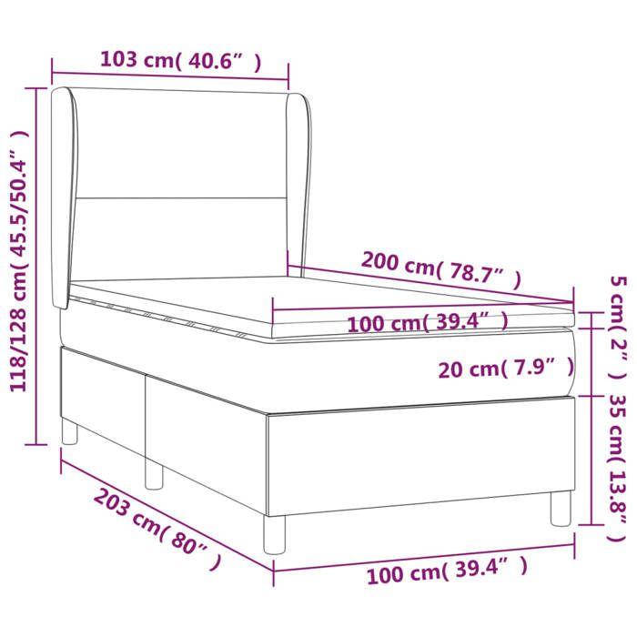 VidaXL Sommier à Lattes de Lit avec Matelas et LED, Lit Rembourré, Lit Simple, Lit Adulte de Chambre à Coucher Intérieur, 3138693