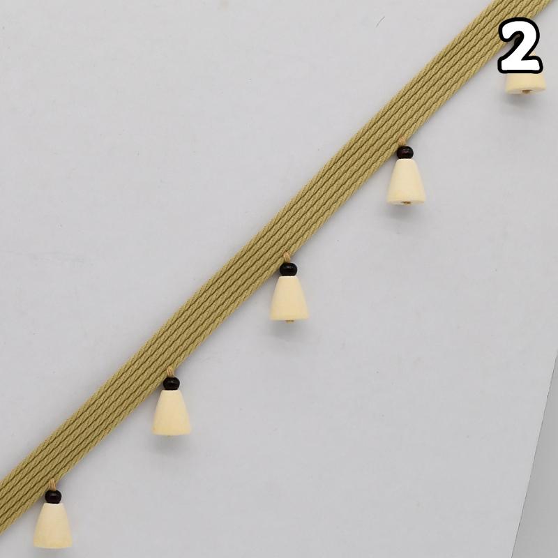 3/6M Japanese Style Wood Bead Pendant Tassel Fringe Lace Trim Edge Diy Upholstery Chandelier Tablecloth Curtain Decor Accessory