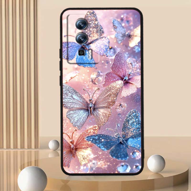 Butterfly flower pattern Phone Case For Xiaomi Redmi 12 13C 12C 13 10C 9T A2 9A 9C 7A Note 10S 8T 10 9 8 Pro 4G 5G Black
