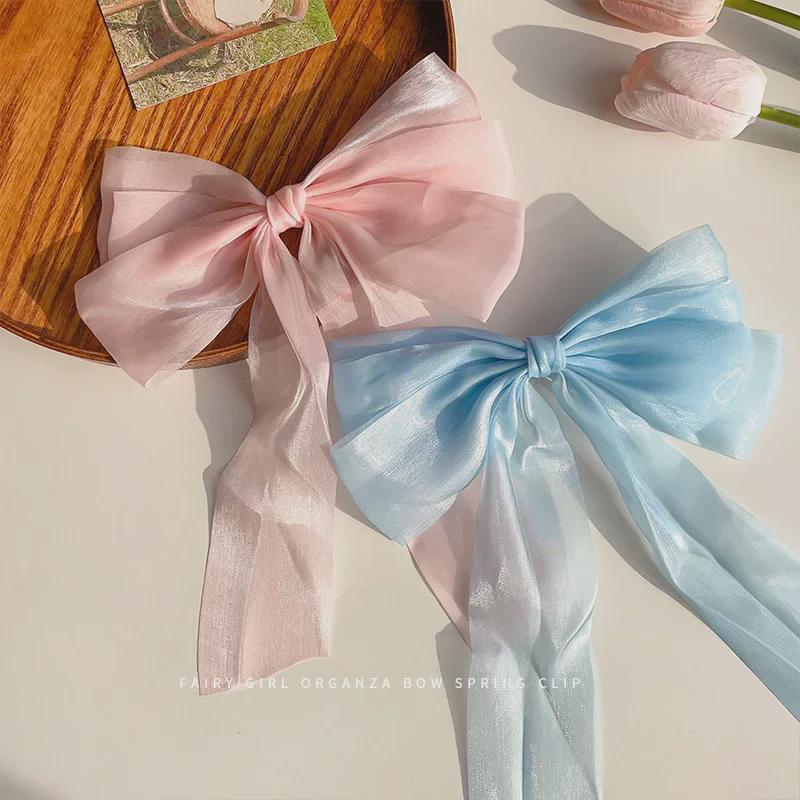 Cream Sweet Desire Mesh Bow Hairpin - Fairy Spring Hair Accessory Clip