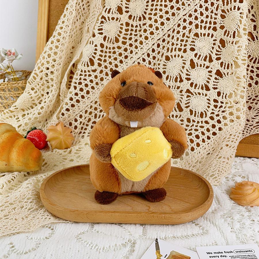 

Plush Groundhog Keychain Toy With Pp Cotton Filling For Kids Rewards And Bag Decor Cheese