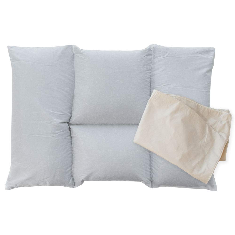 [Height-Adjustable Buckwheat Pillow] Made in Japan, Buckwheat Pillow, Height Adjustable, 43 x 63 cm, 4-Section Design to Prevent Slippage, Includes