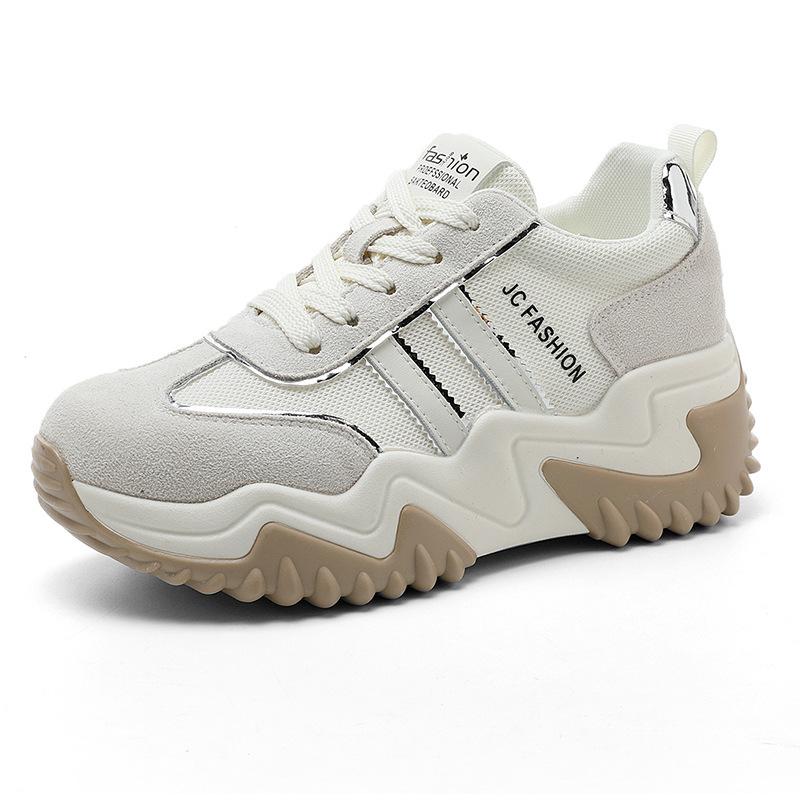 JC Summer New Casual Soft-soled Breathable Inner Heightening Thick-soled Lace-up Shoes
