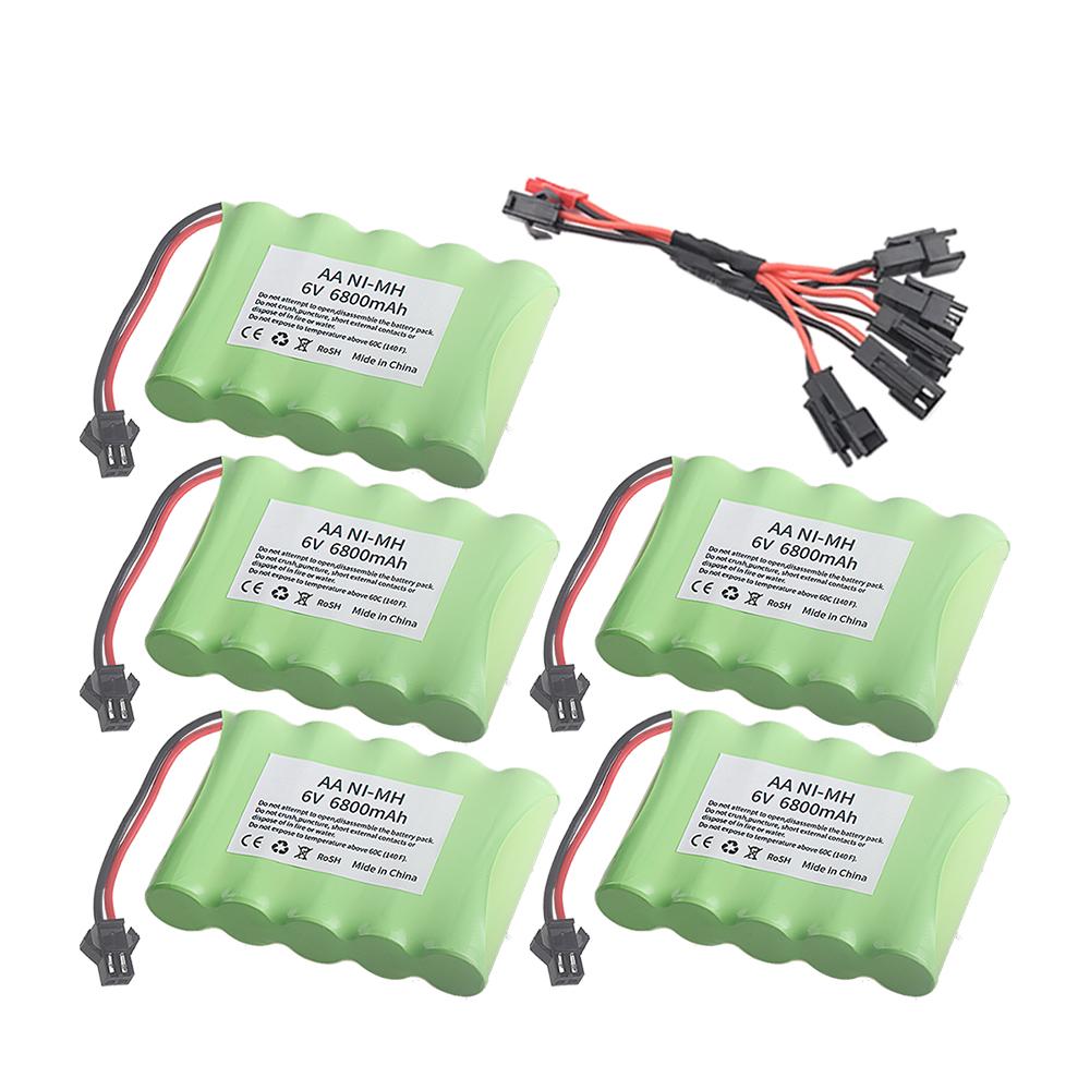 (SM PLUG) 6V 6800mAh NiMH Battery with USB Charger For Rc Toys Cars Tank Truck Robot Boats AA Ni-MH 6v Rechargeable Battery Pack