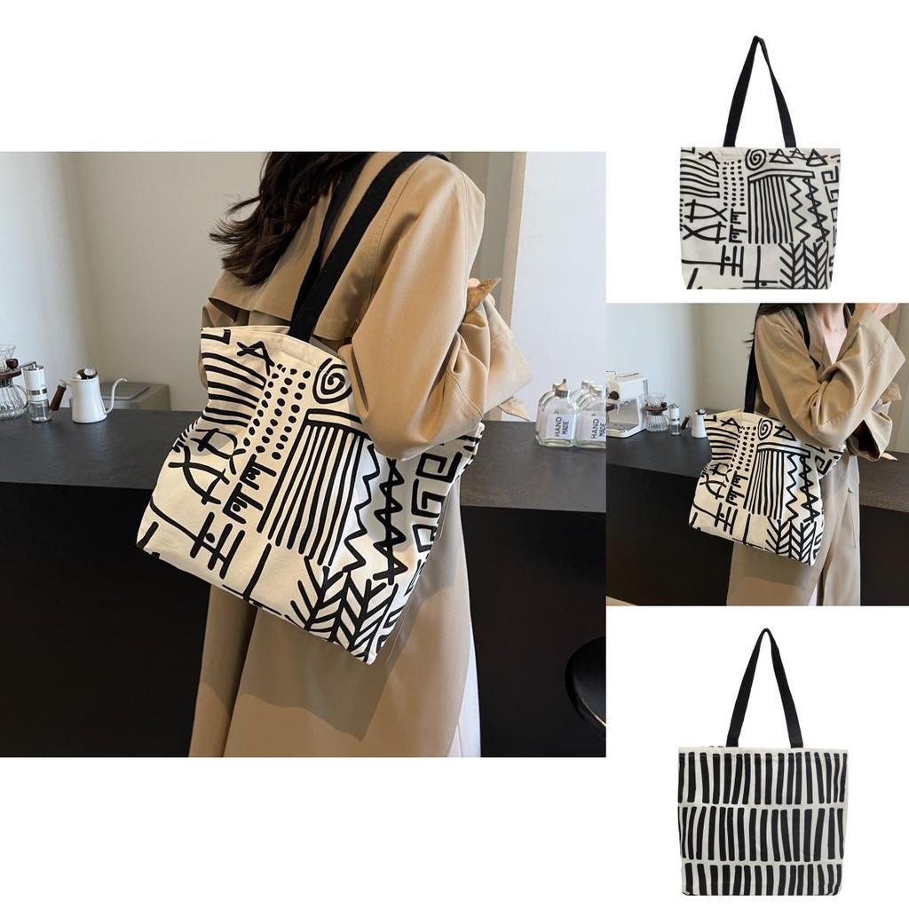 Stylish 2024 Canvas Tote Bag For Women With Versatile Large Capacity And Artistic Design For Daily Use