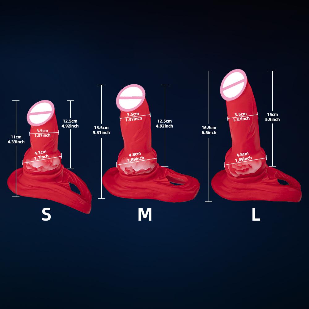 Rotes Tierpenis Kondom Training Erwachsener Männlicher Penis Hülle Realistischer Schwanzring Verlängerer Silikon Dildo Schwanzhülle für Erektion