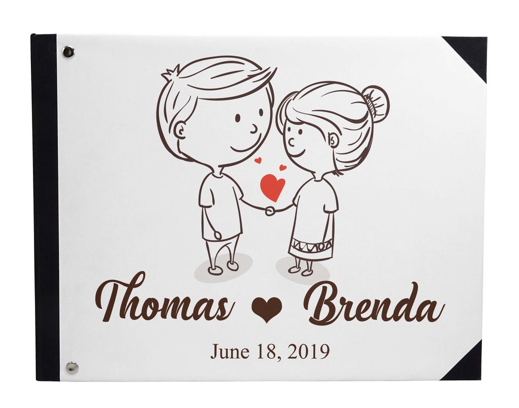 Darling Souvenir Blue Tree & Love Birds Cage Printed Wedding Guest Book Hardbound Cover Sign In Book Registry Scrapbook-7 x 9