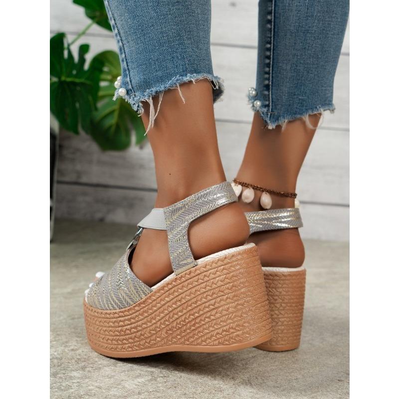 High Heel Big Size Sandalen Damen Slope Heel Dicker Boden Sandalen Fischmaul Casual Damen Sandalen